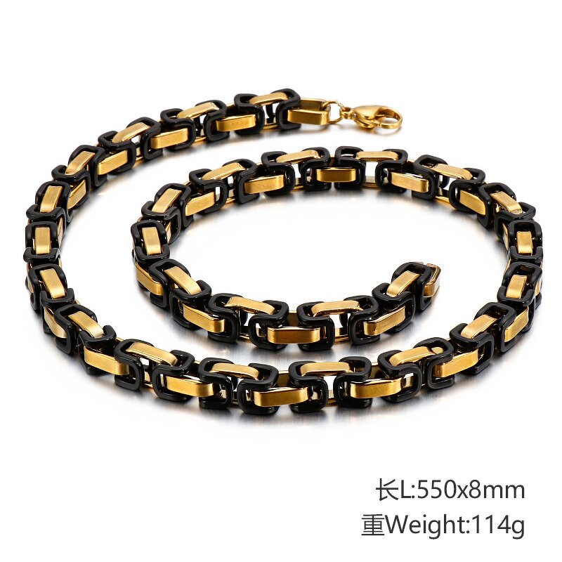 Stainless Steel Byzantine Chain Set Manufacturer - Wholesale Linsa Jewelry Luxury 4mm 6mm 8mm Necklace for Men Colorful Designer Titanium Steel