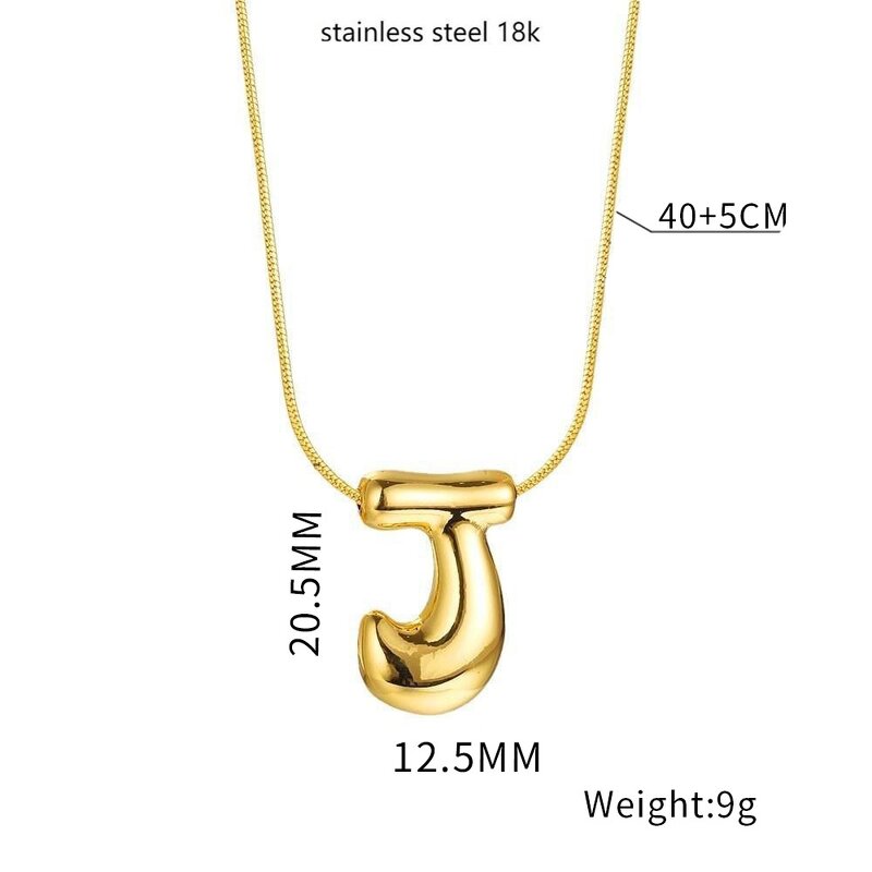 Stainless Steel Initial Letter Pendant Necklace Manufacturer - Women's Cute Style Tiny Bubble Gold Plated Puffy Fashion Jewelry