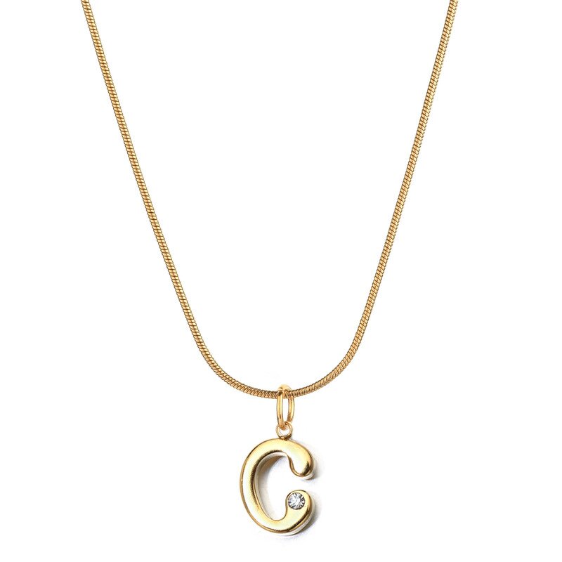 Stainless Steel Snake Chain Necklace Manufacturer - Custom Letters Charm Choker Non Tarnish Bamboo Initial Alphabet Pendant Jewelry for Gifts