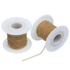 Stainless Steel Curb Chain Necklace Manufacturer - 100meters/roll 2mm Factory Price Waterproof 18K Real Gold Plated for DIY Jewelry Making