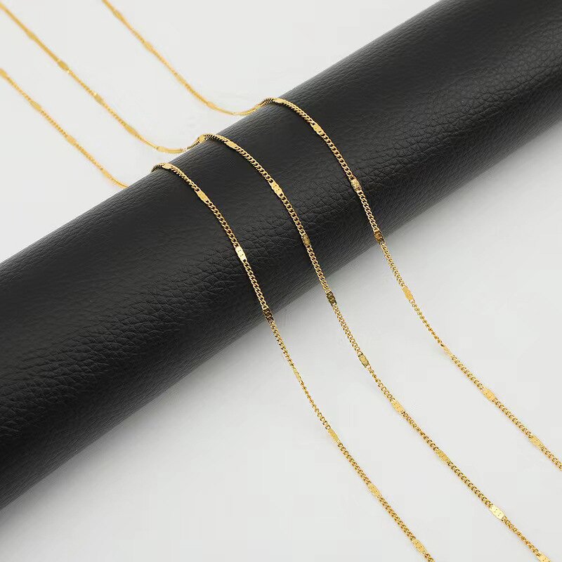 Stainless Steel Flat Link Chain Manufacturer - 100Meters/Roll 2mm Wide Factory Price Necklace 18K Real Gold Plated for DIY Jewelry Making