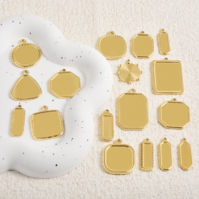 Stainless Steel Geometric Pendant Necklace Manufacturer - Irregular Oil Drop Base Accessories Vacuum Plating Trendy Yiwu in Stock