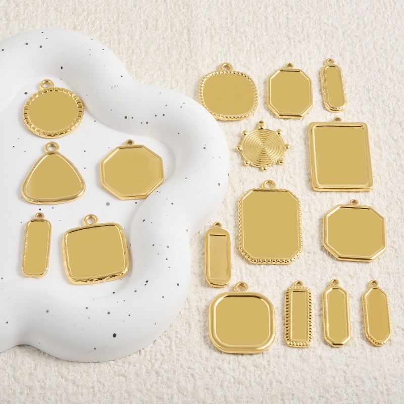 Stainless Steel Geometric Pendant Necklace Manufacturer - Irregular Oil Drop Base Accessories Vacuum Plating Trendy Yiwu in Stock