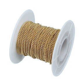 Stainless Steel Curb Chain Necklace Manufacturer - 100meters/roll 3mm Factory Price Waterproof 18K Real Gold Plated for DIY Jewelry Making