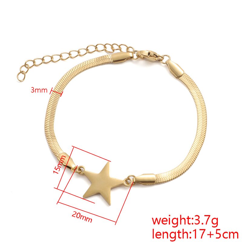 Stainless Steel Star Pendant Bracelet Manufacturer - Cross-border Simple Gold Plated High-end Blade Chain Unisex Fashion Five-pointed Star