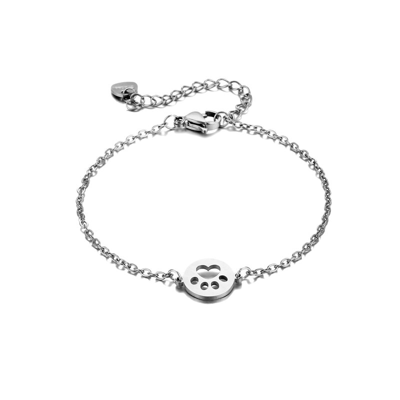 Stainless Steel Cat Paw Print Charm Bracelet Manufacturer - Cheap Wholesale Dog Claw Animal Cute Jewelry 18k Gold Plated for Women Men