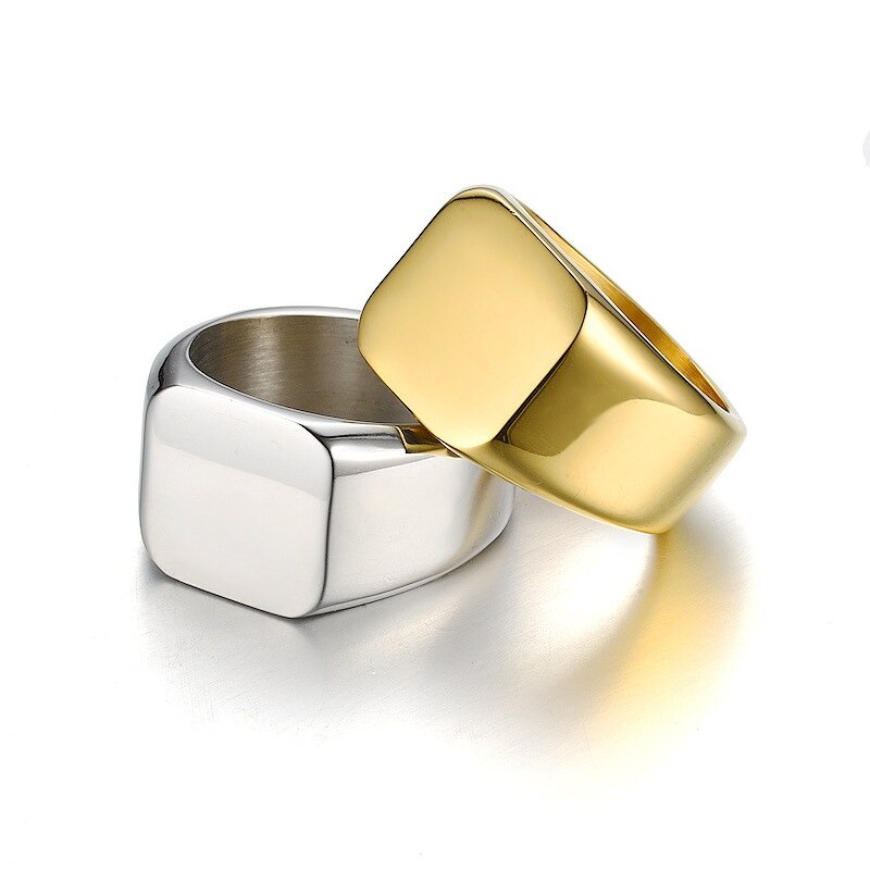 Stainless Steel Blank Ring Manufacturer - Cross-border Accessories European American Personality Men Children's Retro Casting square Trendy