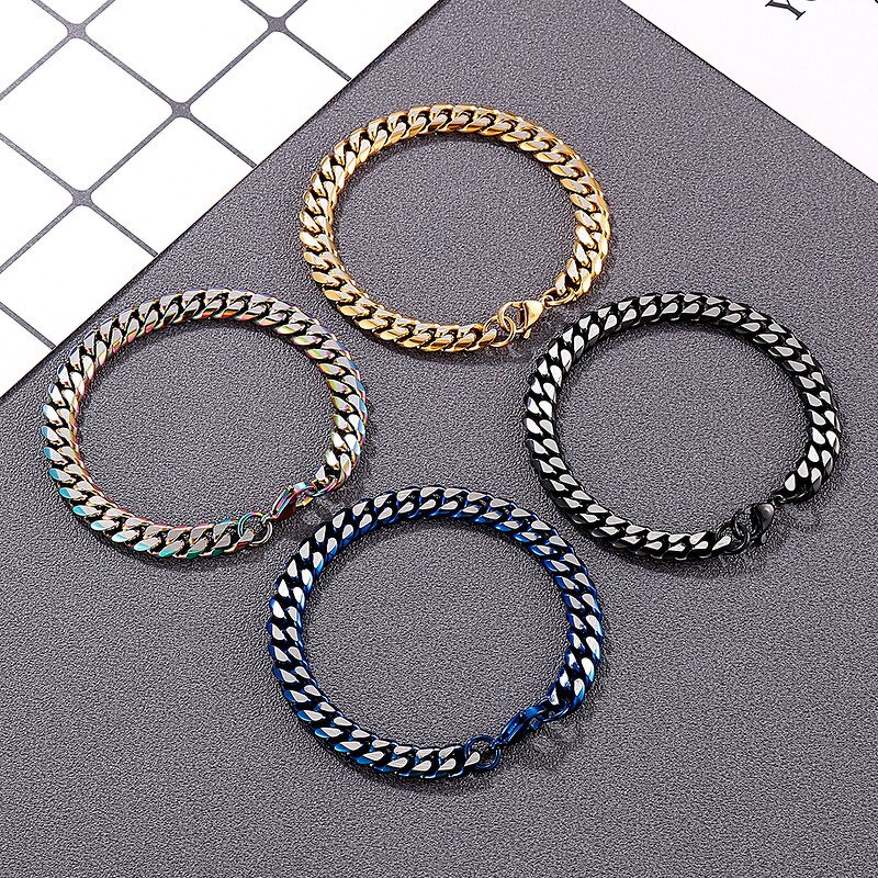 Stainless Steel Byzantine Chain Manufacturer - Linsa Jewelry Luxury 8mm Bracelet Necklace for Men Colorful Designer Titanium