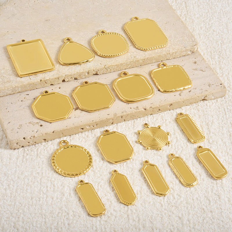 Stainless Steel Geometric Pendant Necklace Manufacturer - Irregular Oil Drop Base Accessories Vacuum Plating Trendy Yiwu in Stock