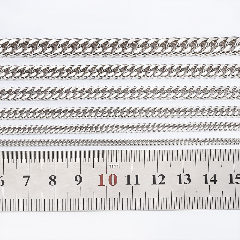 Stainless Steel Four-Sided Chain Manufacturer - Double Weave Non-Fading Waterproof Necklace Bracelet Titanium Steel DIY Stock Buddhism