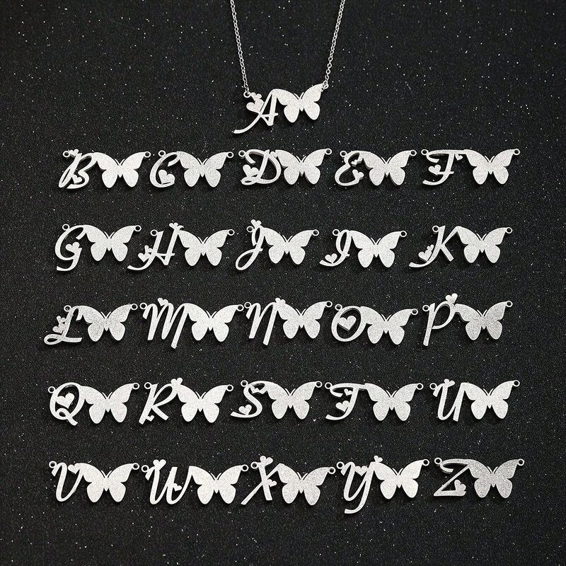 Stainless Steel Butterfly Necklace Manufacturer - Hot Selling 26-Character One Set Fashion Pendants & Charms with Alphabet Jewelry