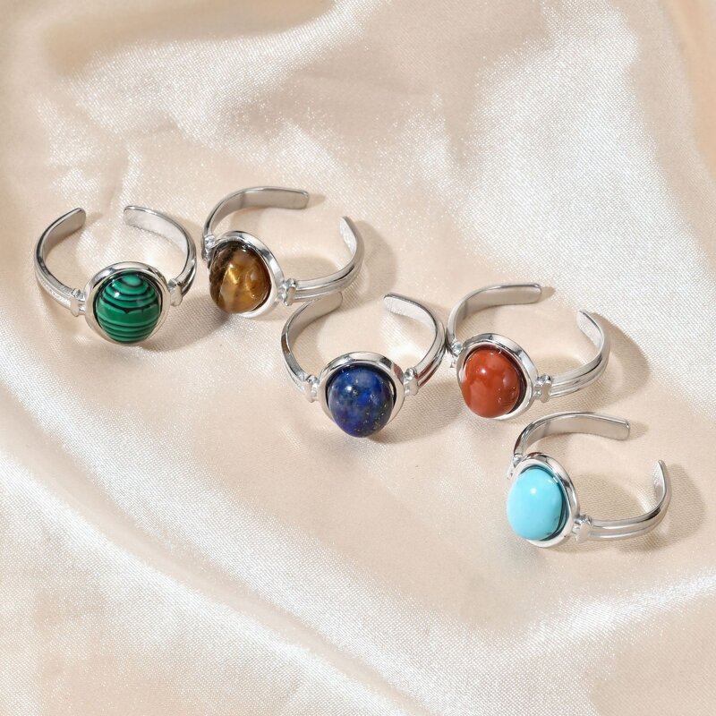 Stainless Steel Vintage Ring Manufacturer - Waterproof Jewelry Wholesale 18K Gold Natural Stone