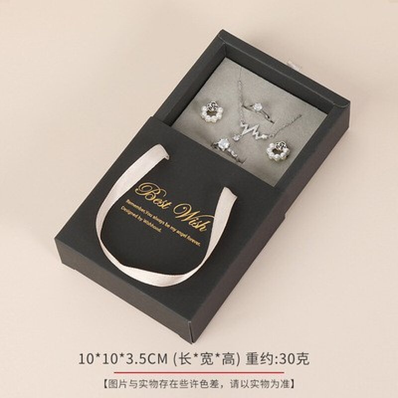 Cardboard Paper Packaging Box Manufacturer - ECO Friendly Custom Logo Printed Hard Rigid Recycle Style Drawer Sliding Gift with Ribbon Handle