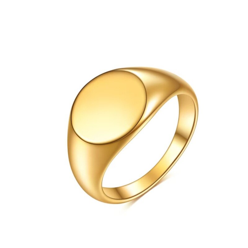 Stainless Steel Blank Ring Manufacturer - 10mm Smooth Women Children's Trendy Simple Fashion Cold Wind Seal Cross-Border Jewelry Wholesale