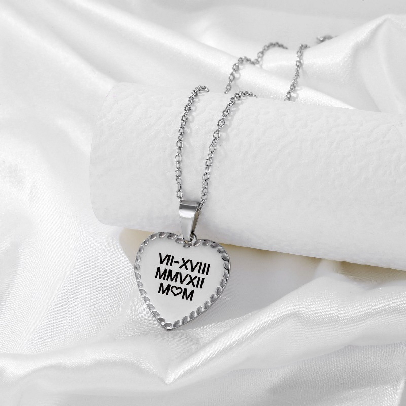 Stainless Steel Heart Necklace Manufacturer - New Design Cross-border Personalized with Bamboo Chain Vintage Style Custom Blank Pendant