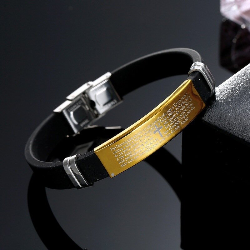 Stainless Steel Charm Bracelet Manufacturer - GJB216 Christian Fashionable Charm Wristbands Custom Gold Jewelry Men Religious