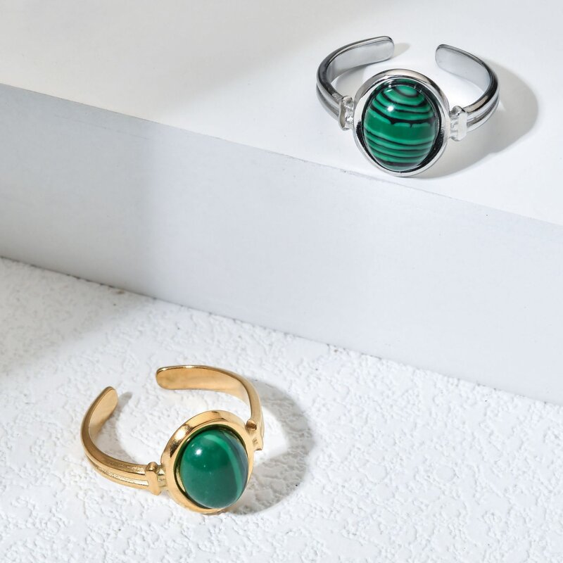 Stainless Steel Vintage Ring Manufacturer - Waterproof Jewelry Wholesale 18K Gold Natural Stone