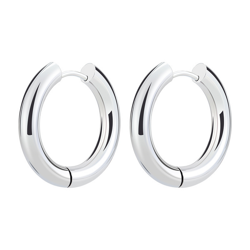 Stainless Steel Ear Cuffs Manufacturer - Wholesale Korean Style Black 316 Thick Fashionable Curved Small Circle Geometric Accessories