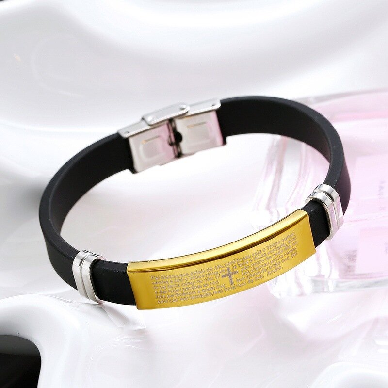 Stainless Steel Charm Bracelet Manufacturer - GJB216 Christian Fashionable Charm Wristbands Custom Gold Jewelry Men Religious