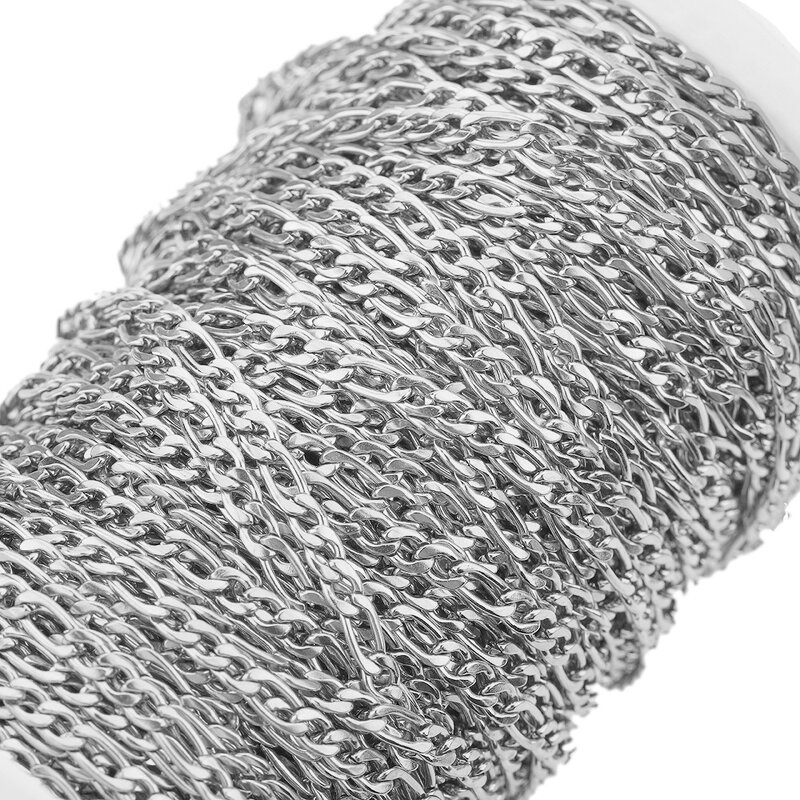 Stainless Steel Chain Manufacturer - 100meters/roll 3mm Wide Non Tarnish Gold Plated NK 3:1 Necklace Waterproof for Bracelet Jewelry Making