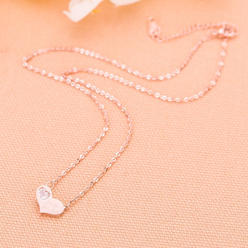 Stainless Steel Heart Necklace Manufacturer - Hot Selling High Polishing Women CZ Jewelry with Heart Zircon