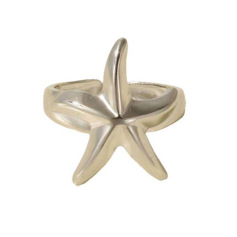 Stainless Steel Exaggerated Ring Manufacturer - Anillo De Acero Inoxidable Irregular Chunky Textured Open Sea Starfish Titanium Steel