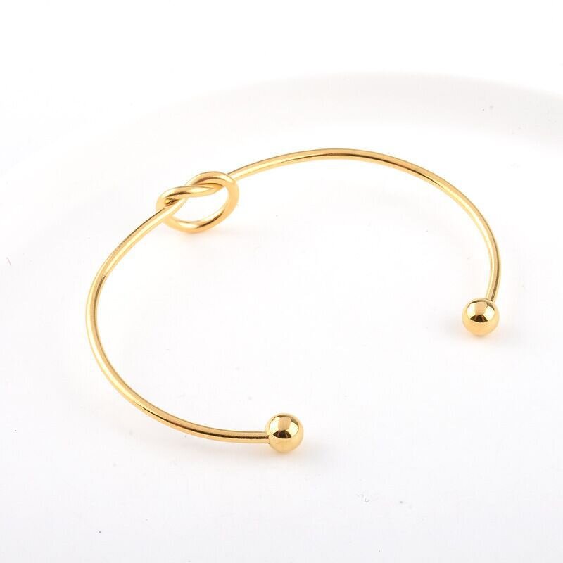 Stainless Steel Bracelet Manufacturer - Wholesale Price Korean Fashion Style Open Bangle Simple Knot Design Heart Shape Jewelry