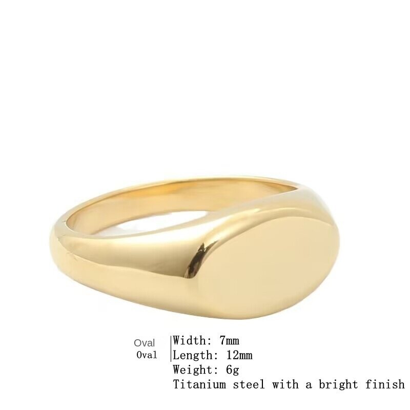 Stainless Steel Blank Ring Manufacturer - Linsa Jewelry Simple Oval Unisex Cold Style Trendy Wedding Engagement Party Gold-color Plated