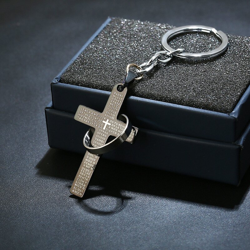 Stainless Steel Cross Keychain Manufacturer - Catholic Religious Orthodox Crucifix Mini Gold Holy Bible Book Religious Jewelry Blue and Black Plated
