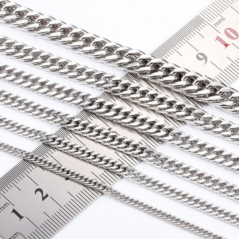 Stainless Steel Four-Sided Chain Manufacturer - Double Weave Non-Fading Waterproof Necklace Bracelet Titanium Steel DIY Stock Buddhism