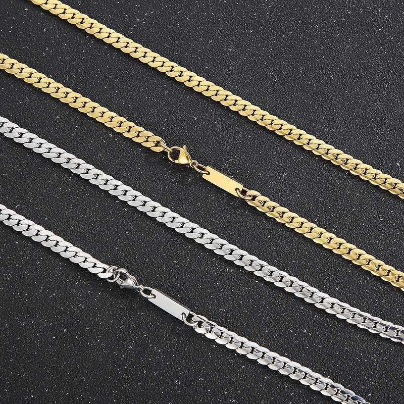 Stainless Steel Jewelry Set Manufacturer - Wholesale Custom Hand Made 18k Pvd Gold Trendy NK Men Women Geometric Chain Bracelet Necklace