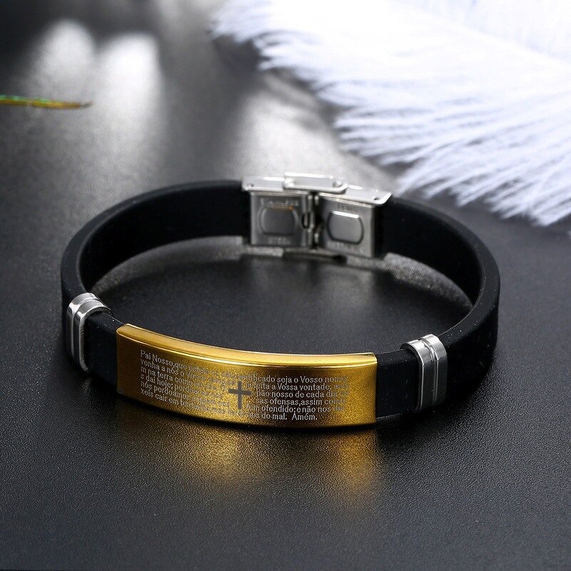 Stainless Steel Charm Bracelet Manufacturer - GJB216 Christian Fashionable Charm Wristbands Custom Gold Jewelry Men Religious