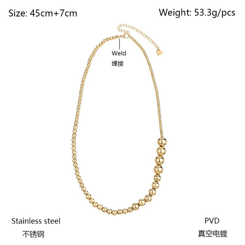 Stainless Steel Beads Bracelet Manufacturer - Luxury New Punk 18k Gold Plated Geometric Large Round Ball Jewelry for Unisex