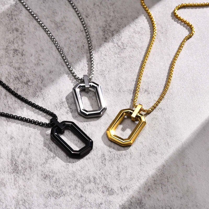 Stainless Steel Punk Necklace Manufacturer - Hot Selling High Polishing Square Jewelry for women men gifts