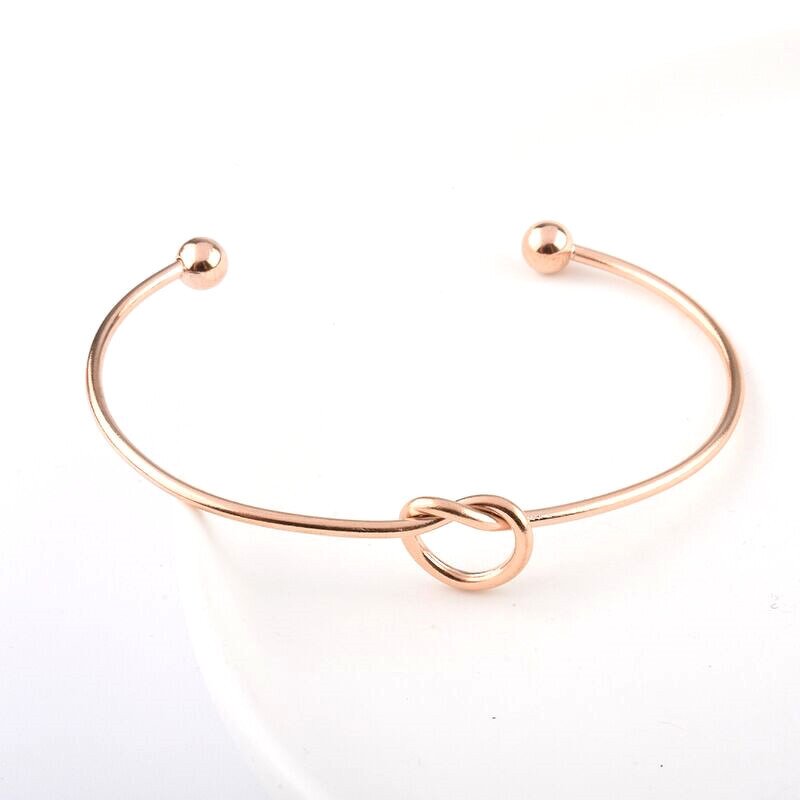 Stainless Steel Bracelet Manufacturer - Wholesale Price Korean Fashion Style Open Bangle Simple Knot Design Heart Shape Jewelry