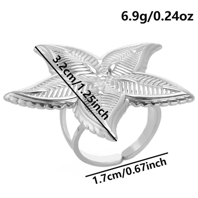 Stainless Steel Exaggerated Ring Manufacturer - Anillo De Acero Inoxidable Irregular Chunky Textured Open Sea Starfish Titanium Steel