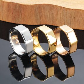 Stainless Steel Ring Manufacturer - 2024 Custom Your Own logo Engravable Rose Gold and Gold Plated Simple Polishing for Men Women