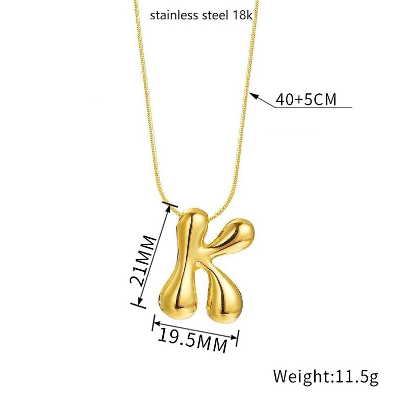 Stainless Steel Initial Letter Pendant Necklace Manufacturer - Women's Cute Style Tiny Bubble Gold Plated Puffy Fashion Jewelry