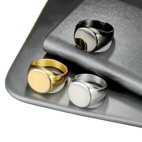 Titanium Steel Unisex Ring Manufacturer - European American Simple Vintage Fashion Cold Wind Pattern Seal Gold-color Plating