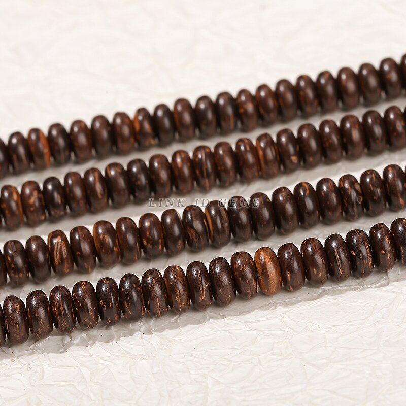 Natural Wood Coconut Shell Beads - Brown Abacus Shape 8x4mm 10x4mm Loose Spacer Bead