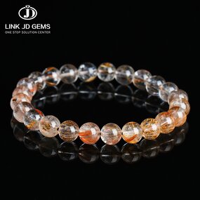 Natural Silver Rutilated Quartz Bracelet - Handmade High Quality Crystal Beaded