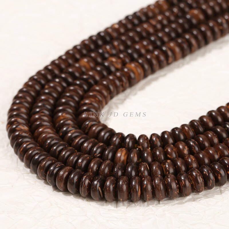 Natural Wood Coconut Shell Beads - Brown Abacus Shape 8x4mm 10x4mm Loose Spacer Bead