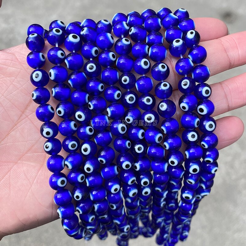Crystal Glass Spacer Beads - Dark Blue Lampwork Evil Eye 4-10mm for Jewelry Making