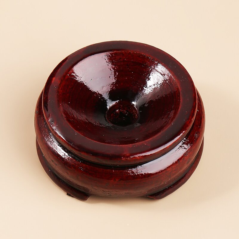 Crystal Sphere Base Mahogany Holder - Wood Pedestal Support 4-75g Home Ornament