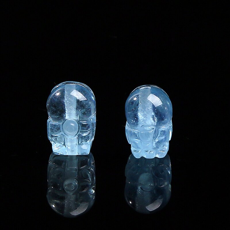 Premium Top Grade Natural Aquamarine Pixiu - 10-15mm 7A Ancient Chinese Amulet