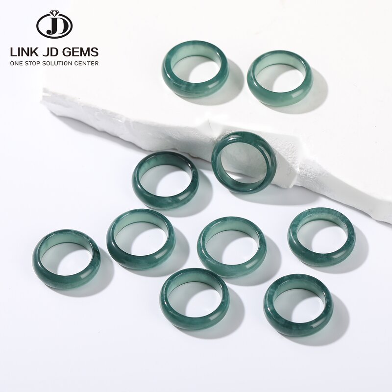 Natural Guatemala Blue Water Jadeite Ring - Gemstone Round Women Men Fashion