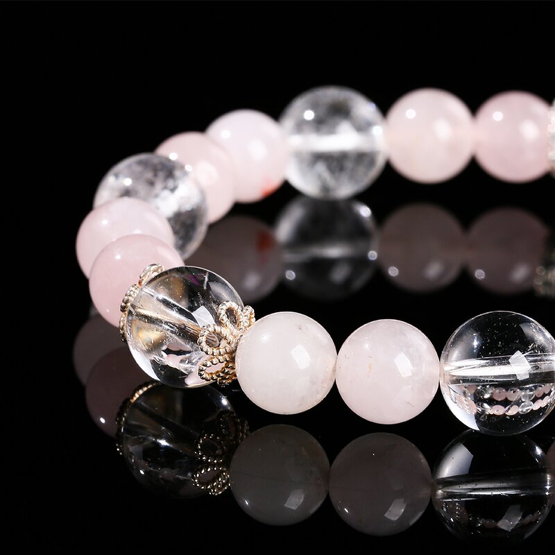 Premium Natural Rock Quartz Violet Amethyst Bracelet - Nine-Tailed Fox with Silver