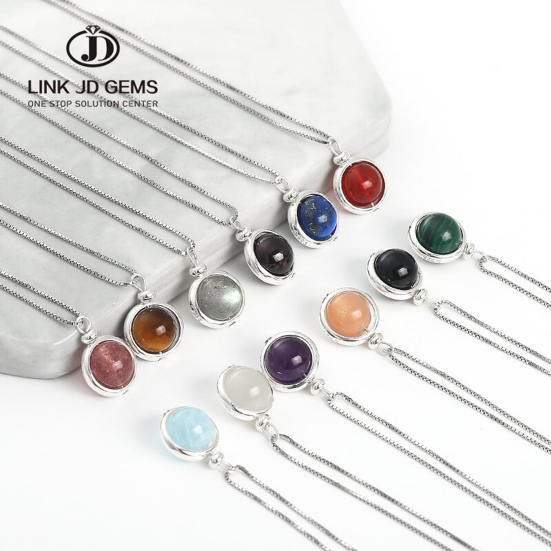 Agate Charms Pendants - 925 Sterling Silver Gem Crystal Healing Gems Natural Stone