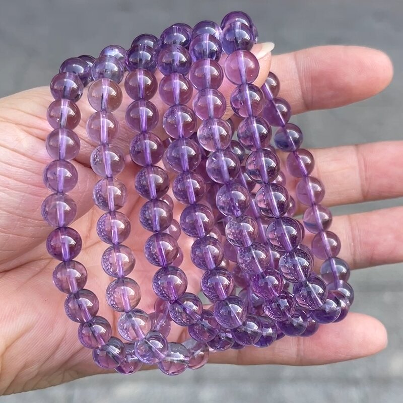 Natural Bolivian Amethyst Lavender Quartz Bracelet - 7-8mm 8A Premium Purple Crystal