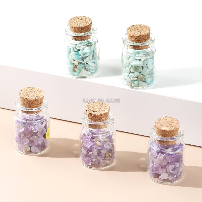 Natural Crystal Crushed Stone Wishing Bottle - Natural Stone Gift Set Desktop Decoration